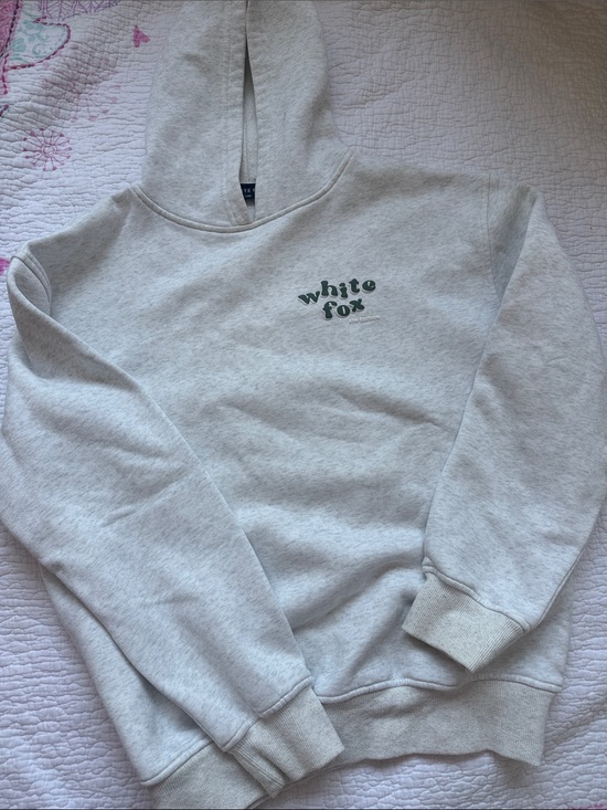 White Fox Boutique Tops - White Fox Boutique Cream/Heather Logo Hoodie